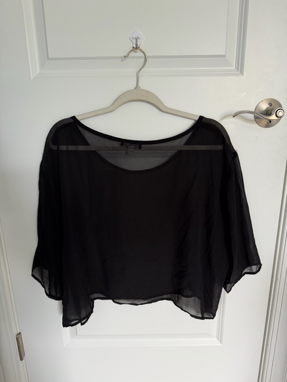 Eileen Fisher Black Sheer Crop Women's Top Size Small 54581 - Picture 9 of 15